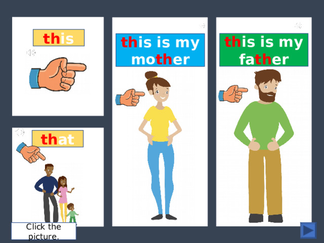 h t th is th is is my fa th er th is is my mo th er th at Click the picture. 