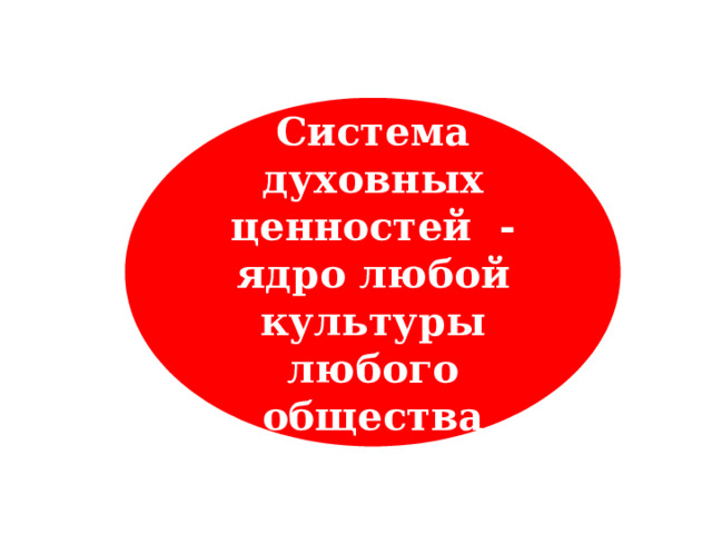 Система духовных ценностей - ядро любой культуры любого общества 