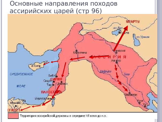 Основные направления походов ассирийских царей (стр 96) 