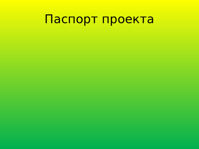 Паспорт проекта 