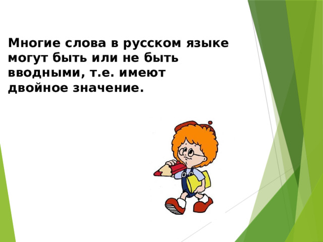 Многие слова в русском языке  могут быть или не быть вводными, т.е. имеют двойное значение.   