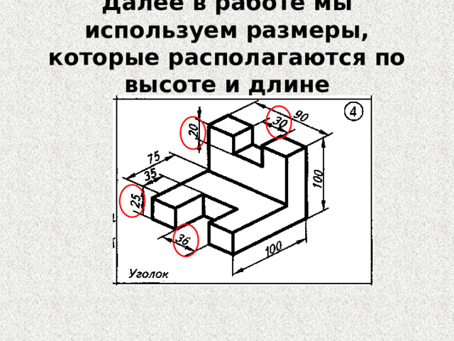 Далее в работе мы используем размеры, которые располагаются по высоте и длине 