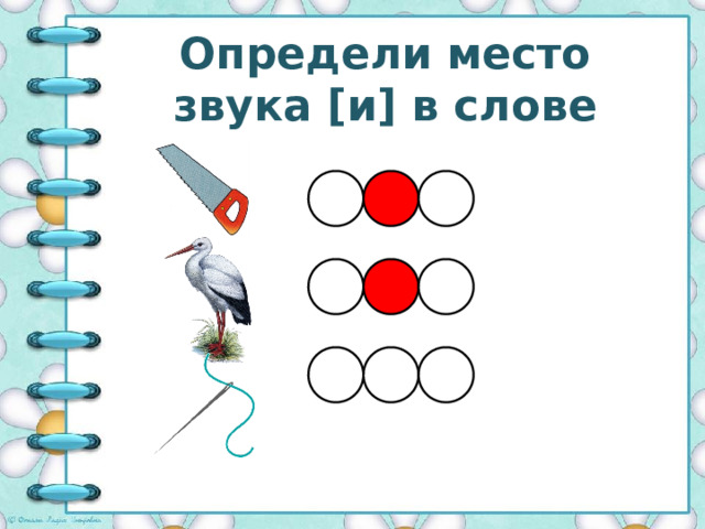 Определи место звука [и] в слове 