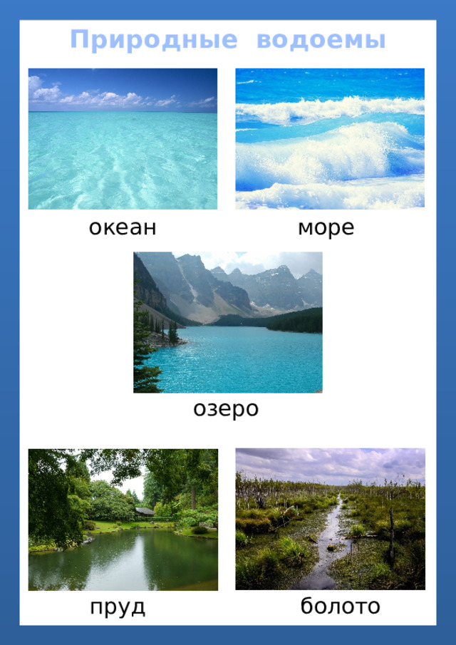 Природные водоемы море океан озеро болото пруд 