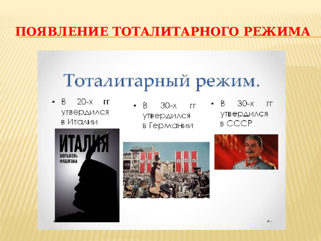 ПОЯВЛЕНИЕ ТОТАЛИТАРНОГО РЕЖИМА 