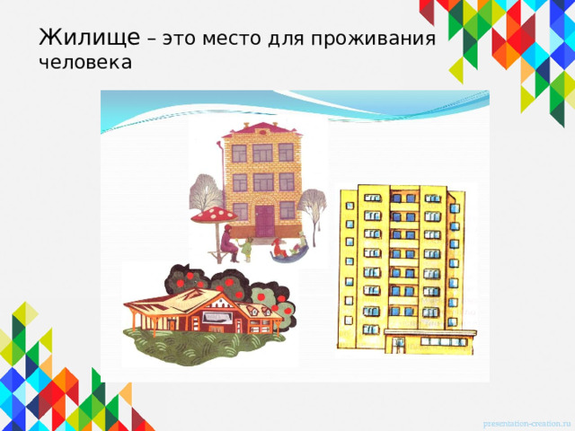Жилище – это место для проживания человека 