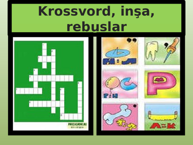 Krossvord, inşa, rebuslar 
