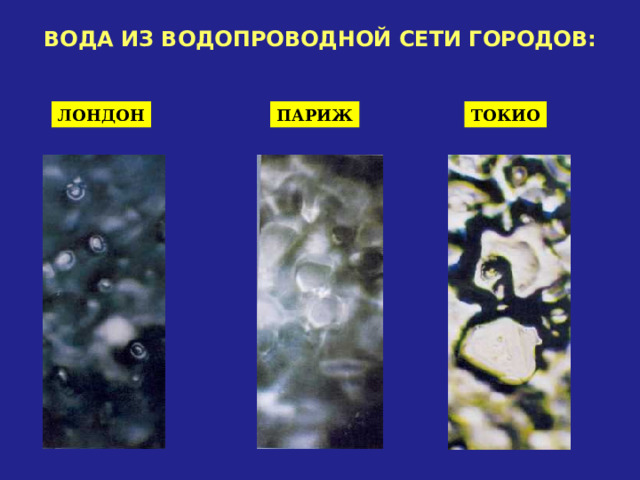 ВОДА ИЗ ВОДОПРОВОДНОЙ СЕТИ ГОРОДОВ: ЛОНДОН ПАРИЖ ТОКИО 