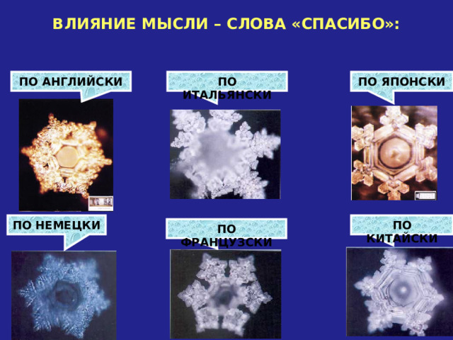 ВЛИЯНИЕ МЫСЛИ – СЛОВА «СПАСИБО»: ПО ИТАЛЬЯНСКИ ПО АНГЛИЙСКИ ПО ЯПОНСКИ ПО КИТАЙСКИ ПО НЕМЕЦКИ ПО ФРАНЦУЗСКИ 