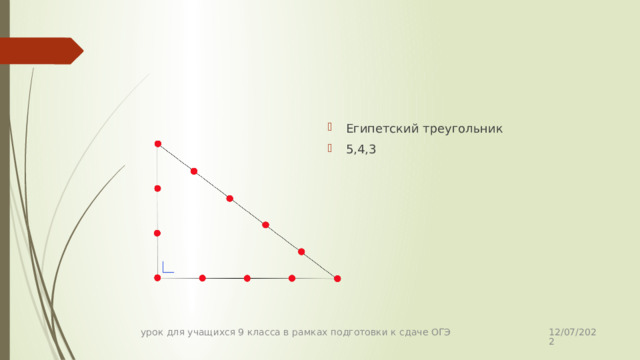 Египетский треугольник 5,4,3 12/07/2022 урок для учащихся 9 класса в рамках подготовки к сдаче ОГЭ 
