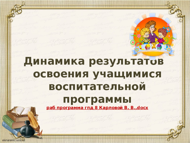 Динамика результатов  освоения учащимися воспитательной программы  раб программа гпд 8 Карловой В. В..docx 