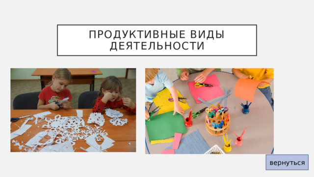 Продуктивные виды деятельности вернуться 