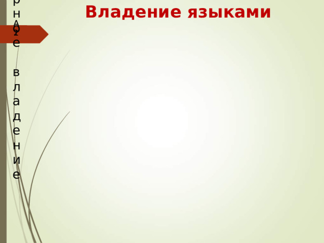 Владение языками Элементарное владение А1 А2 