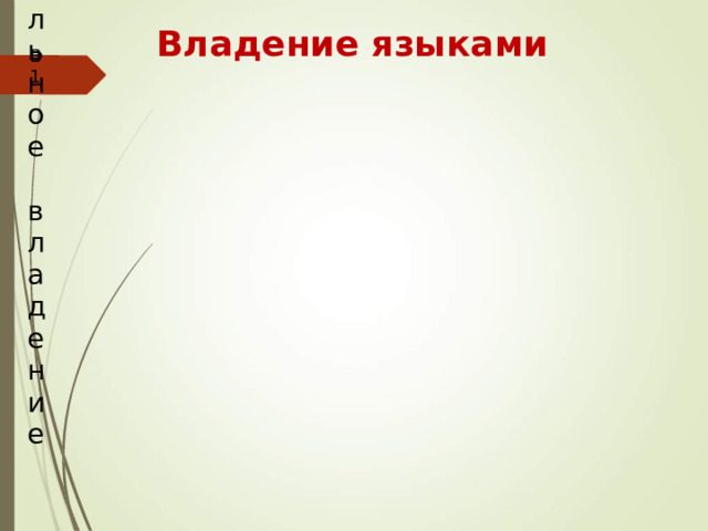 Владение языками Самостоятельное владение В1 