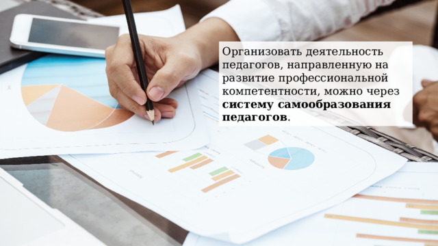 Организовать деятельность педагогов, направленную на развитие профессиональной компетентности, можно через систему самообразования педагогов . 