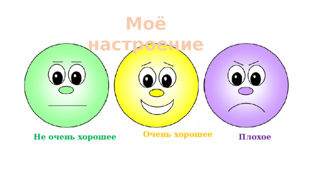 Моё настроение  Очень хорошее Не очень хорошее Плохое 