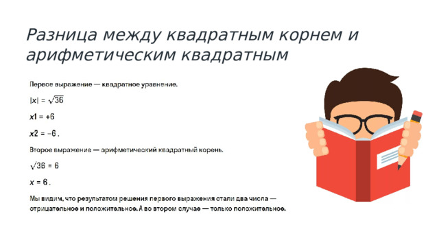 Разница между квадратным корнем и арифметическим квадратным 