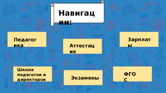 Навигации: Зарплаты Педагогика Аттестация Школа педагогов и директоров ФГОС Экзамены 