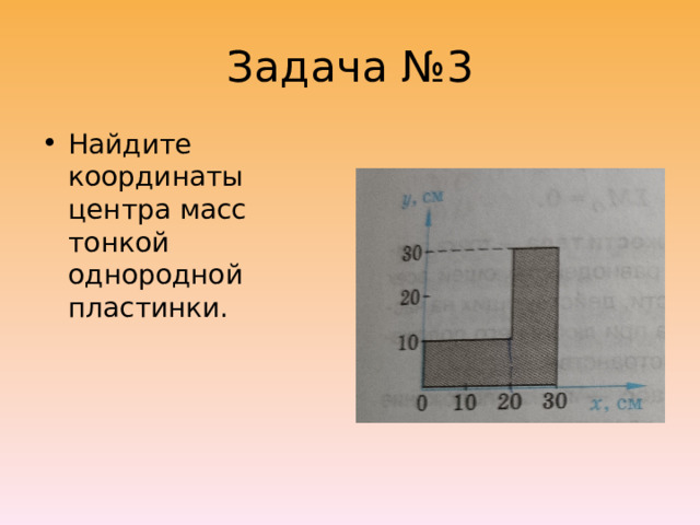 Задача №3 Найдите координаты центра масс тонкой однородной пластинки. 