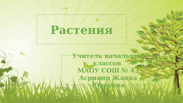 Растения Учитель начальных классов МАОУ СОШ № 43 Асриянц Жанна Юрьевна 