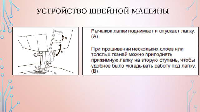 Устройство швейной машины 