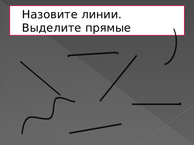 Назовите линии.  Выделите прямые 