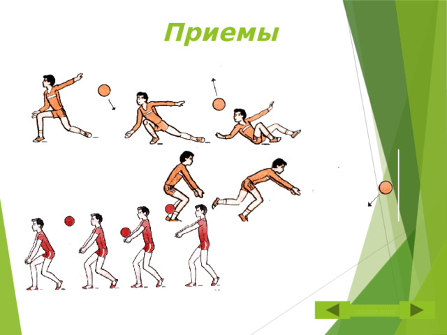 Техника выполнения нижней прямой подачи И.п. – стоя лицом к сетки, ноги согнуты в коленях, левая нога впереди, туловище наклонено вперед. Левая рука, согнутая в локтевом суставе, удерживает мяч на уровне пояса. Правая (бьющая) рука отведена назад в положении замаха. Подбросит мяч на высоту 20-30 см вверх и выполнить удар напряженной кистью по опускающемуся мячу на уровне плеч. Бьющая рука направляет мяч вперед-вверх. 