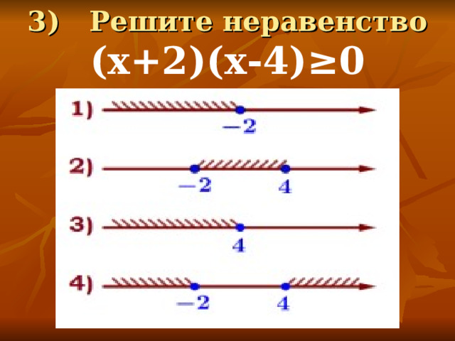  3) Решите неравенство  (х+2)(х-4)≥0   