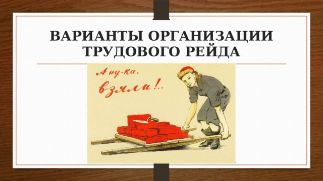 ВАРИАНТЫ ОРГАНИЗАЦИИ ТРУДОВОГО РЕЙДА 