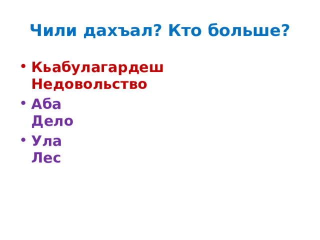 Чили дахъал? Кто больше? Кьабулагардеш Недовольство Аба Дело Ула Лес  