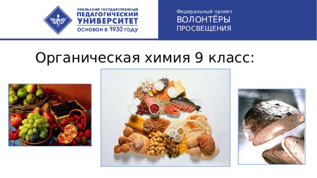 Федеральный проект ВОЛОНТЁРЫ  ПРОСВЕЩЕНИЯ Органическая химия 9 класс: «Углеводы» 