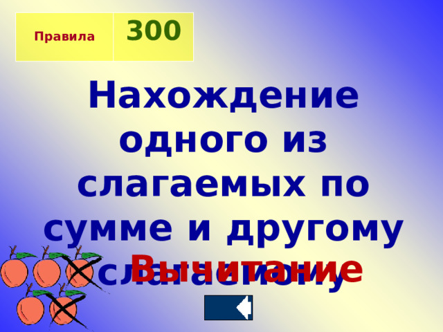  Правила 300  Нахождение одного из слагаемых по сумме и другому слагаемому Вычитание 