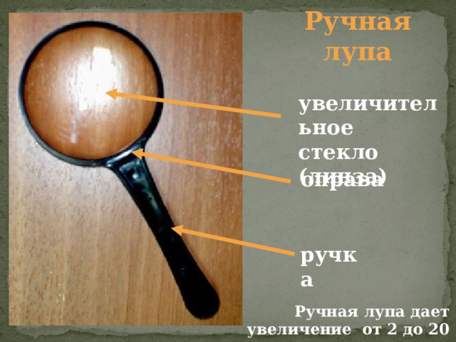 Ручная лупа увеличительное стекло ( линза) оправа ручка Ручная лупа дает увеличение от 2 до 20 раз. 