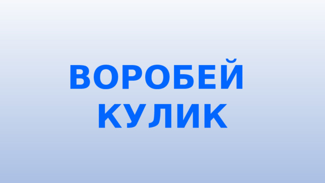 ВОРОБЕЙ  КУЛИК 