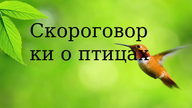 Скороговорки о птицах 
