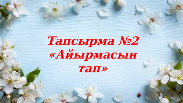Тапсырма №2 «Айырмасын тап» 
