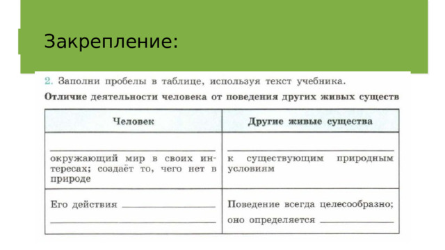 Закрепление: 
