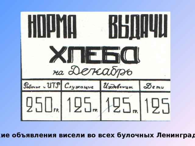 Такие объявления висели во всех булочных Ленинграда. 