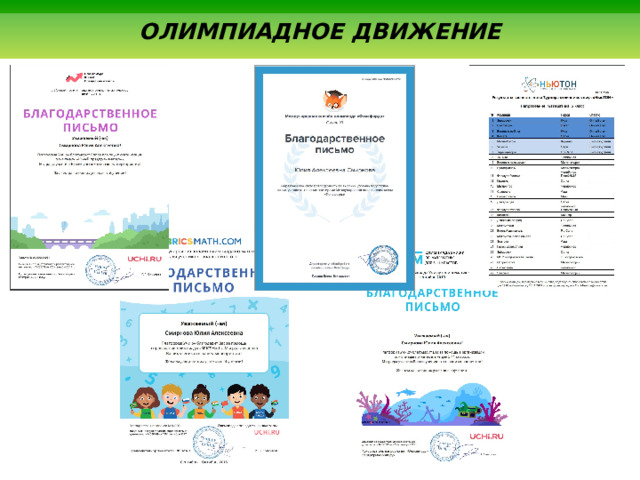  ОЛИМПИАДНОЕ ДВИЖЕНИЕ 