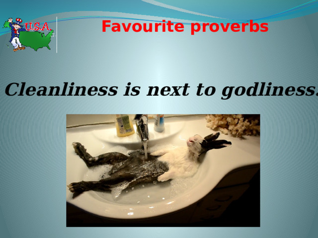Favourite proverbs   Cleanliness is next to godliness. 