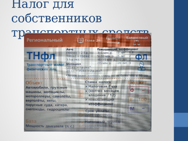 Налог для собственников транспортных средств 