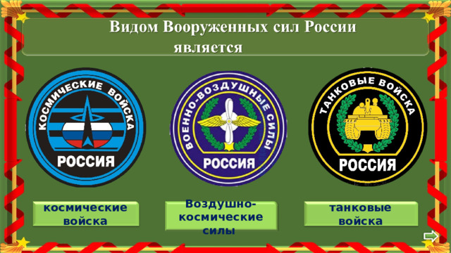 Воздушно-космические силы  космические войска танковые войска 