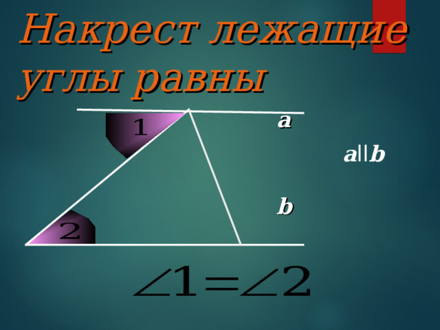 Соответственные  углы равны c a 45 0 a II b b 45 0 