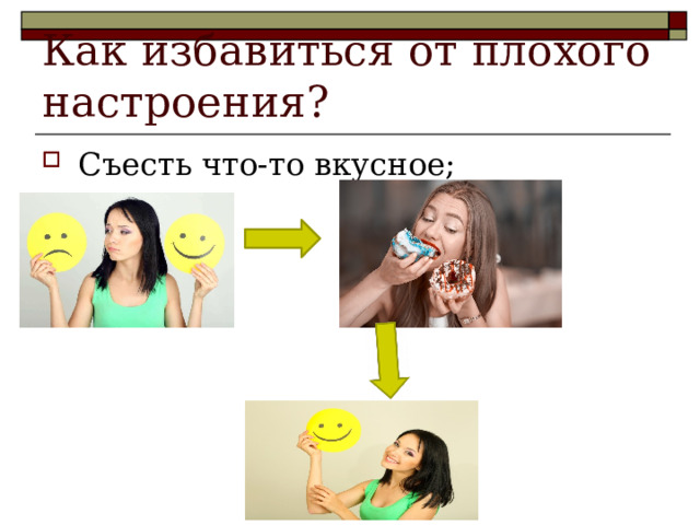 Как избавиться от плохого настроения? Съесть что-то вкусное; 