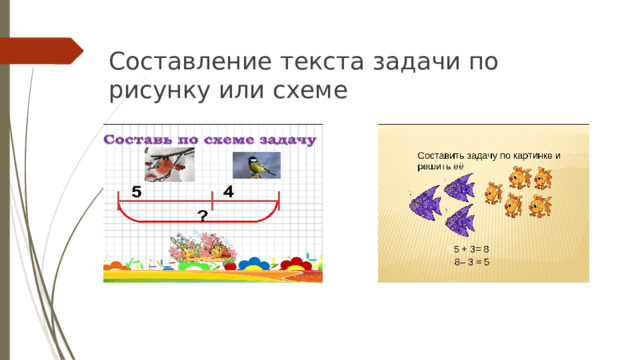 Составление текста задачи по рисунку или схеме 