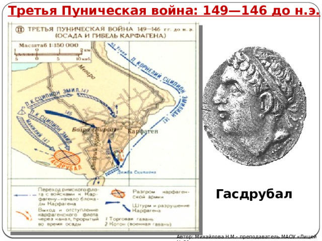 Третья Пуническая война: 149—146 до н.э. Гасдрубал Автор: Михайлова Н.М.- преподаватель МАОУ «Лицей № 21» 