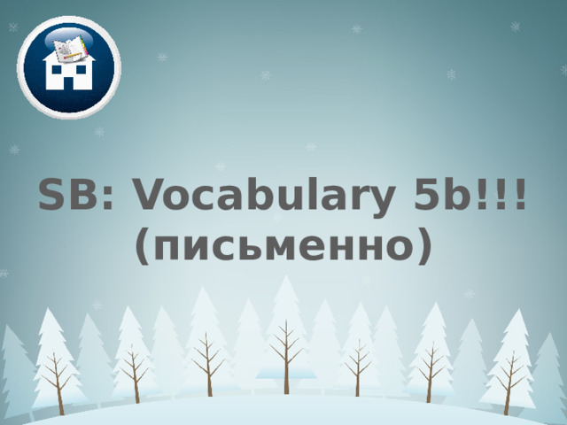 SB: Vocabulary 5b!!! (письменно) 