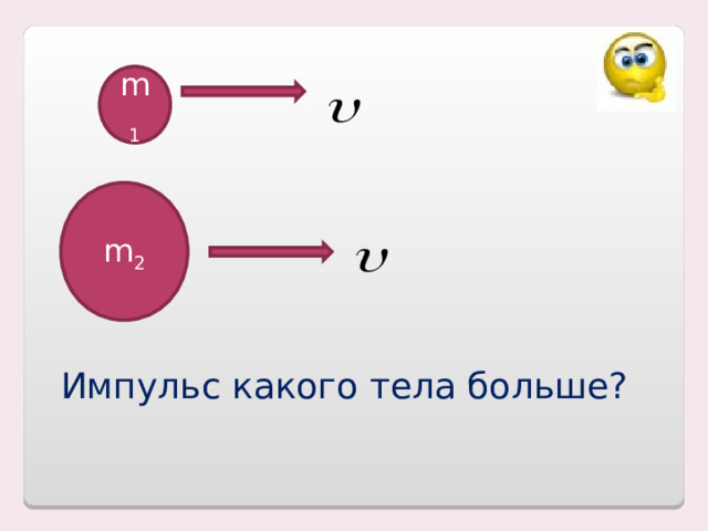 m 1 m 2 Импульс какого тела больше? 