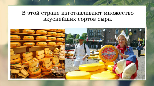 В этой стране изготавливают множество вкуснейших сортов сыра. 