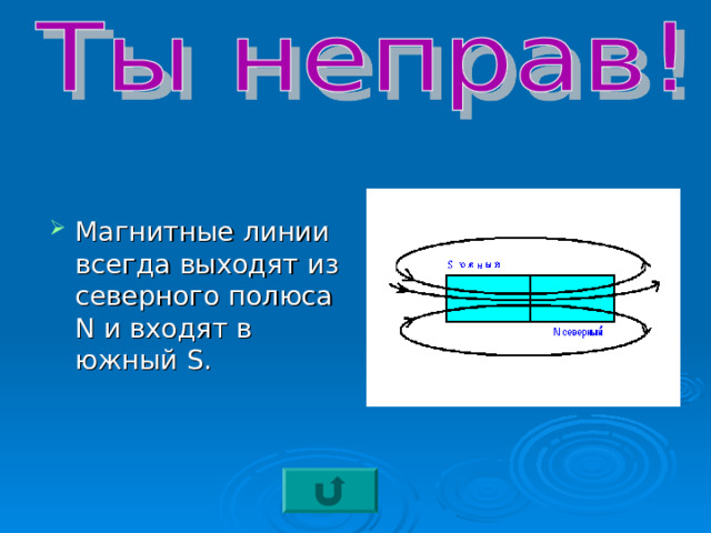Магнитные линии всегда выходят из северного полюса N и входят в южный S . 